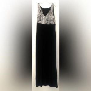 Black Dress. Black and silver chrome top. Perfect evening dress. LAUREN.